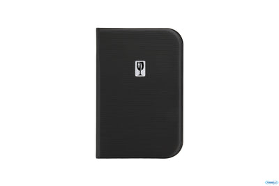 Essential - Portamenu In Pvc A5 Nero Con Motivo Rigato. Placca In Metallo Stilizzata Sulla Copertina