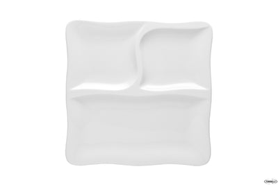 Gourmet-Piatto Porcellana Bianco Quadro 3 Scomparti Cm.28 3638