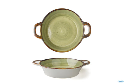 Just-Tegamino 2 Manici Cm.15 Verde In Porcellana 6931D-C401-8