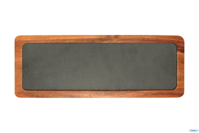 Justone Wood-Piatto Ardesia Rettangolare Cm.33X12 Base Legno Cks-718