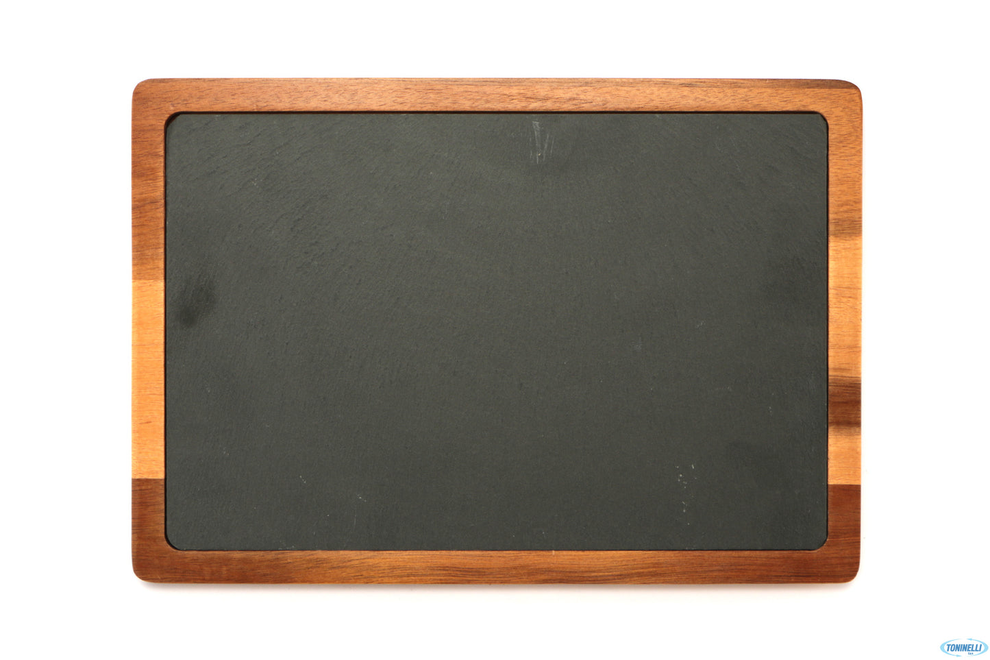 Justone Wood-Piatto Ardesia Rettangolare Cm.33X23 Base Legno Cks-707A