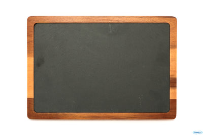 Justone Wood-Piatto Ardesia Rettangolare Cm.33X23 Base Legno Cks-707A