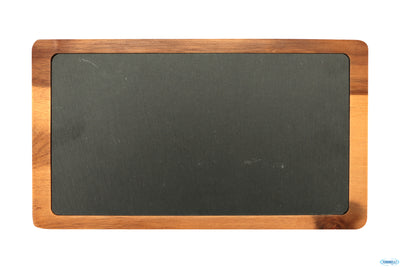 Justone Wood-Piatto Ardesia Rettangolare Cm.35X20 Base Legno Cks-754A