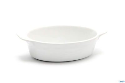 Justwhite-Mini Casseruola Ovale In Porcellana Bianca Cm.13 H.3,5 6677
