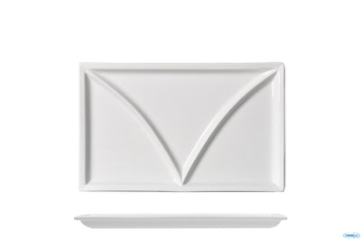 Justwhite-Piatto 3 Scomparti Rettangolare Cm.36X22 Hhp12012