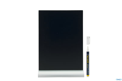 Lavagna Da Tavolo Rettangolare, Base In Allluminio Cm 21X6 H 30 Con 1 Pennarello Bianco Incluso