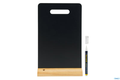 Lavagna Da Tavolo Rettangolare Con Manico Incorporato, Base In Legno Cm 21X6 H 33,5 Con 1 Pennarello