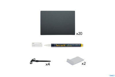 Lavagnetta Tag Formato A7 Cm 10,5X7,4X0,1 Nera 20 Pezzi 1 Pennarello A Gesso Liquido Bianco 2 Su