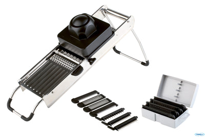 Mandolina Cm 40,5 X 12 X H. 5-25 Cm In Acciaio Inox, Con 7 Lame Intercambiabili