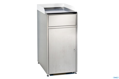 Mec-Contenitore Rifiuti Svuotavassoi In Acciaio Inox Satinato Con Sportello Basculante 120 L Cm 60X5