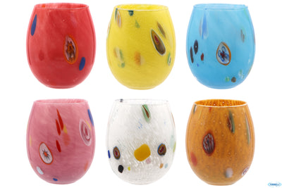 Murano - Confezione 6 Bicchieri Acqua Cl 35 Colori Assortiti