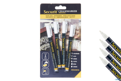 Set 4 Pennarelli A Gesso Liquido, Punta Fine 1-2 Mm, Colore Bianco In Blister Bl-Sma100-V4-Whi