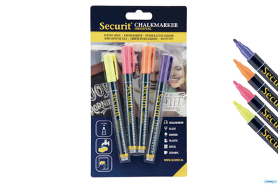 Set 4 Pennarelli A Gesso Liquido, Punta Fine 1-2 Mm, Colori Tropicali (Arancione, Rosa, Viola, Giall