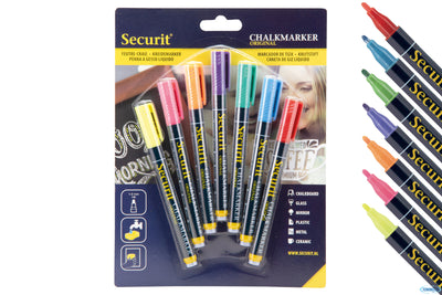 Set 7 Pennarelli A Gesso Liquido, Punta Fine 1-2 Mm, Colori Assortiti Bl-Sma100-V7-As