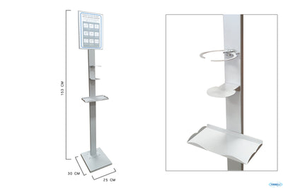 Piantana Inox C.Supp.Gel E Guanti Grigia Pg01-G