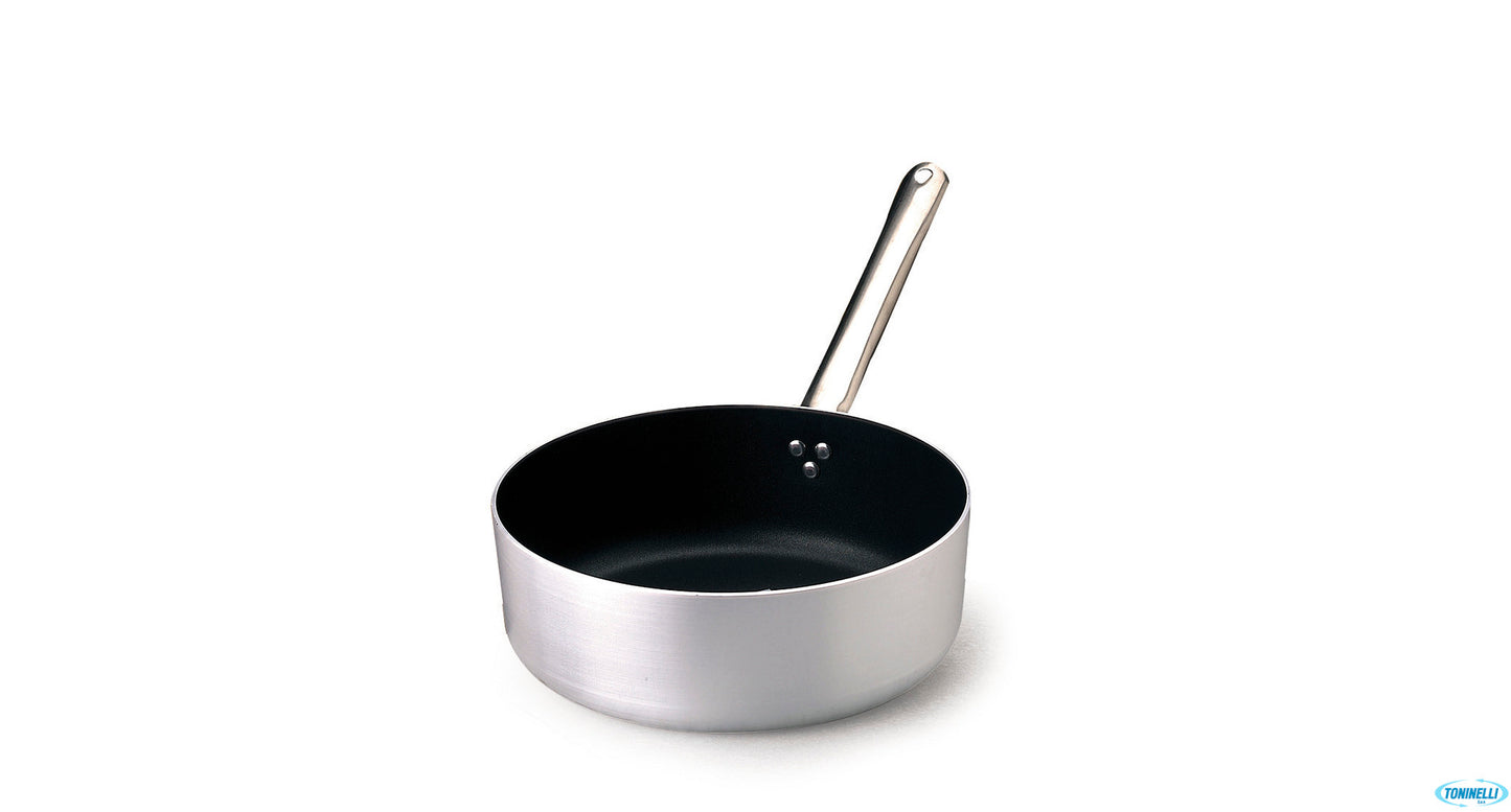 Casseruola Bassa Alluminio Antiaderente 3 Mm Manico Tubolare Inox Cm 28 H 9,5 Lt 8,4