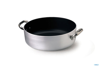 Casseruola Bassa 3 Mm Alluminio Antiaderente 2 Maniglie Inox Cm 24 H 9 Lt 4,1