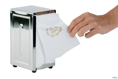 Portatovaglioli In Acciaio Inox Cm.10X11,5 H.18,5 Con Piedini Antiscivolo, Per Tovaglioli Piegati 1/