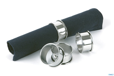 Set 4 Portatovaglioli In Acciaio Inox Cm.4,7 H.2,5, Alta Lucidatura 04446