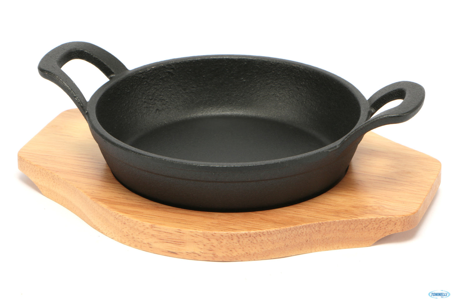 Professional Think-Casseruola 2 Manici Ghisa Tonda Cm.16 Con Base Legno Yy8051