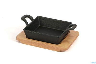 Professional Think-Casseruola Ghisa Quadra Cm.12,5X12,5 Con Base Legno Yy085-1