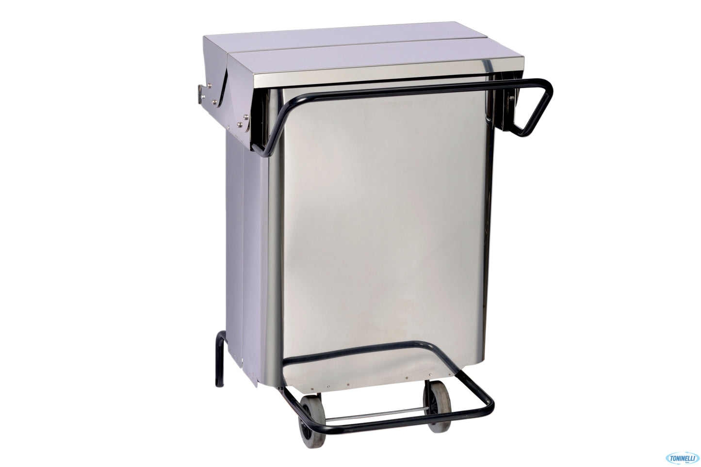 Contenitore Rifiuti A Pedale Inox Brillante Con Apertura Centrale 70 L Cm 55X52 H72,5 790680