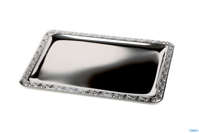 Schoner Essen-Vassoio Da Portata Acciaio Inox Con Bordo Decorato Gn 1/1 Cm 53X32,5 00388