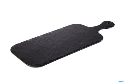 Slate-Rock-Vassoio Rettangolare Con Manico Cm 40X20 H.1,5 In Melamina Nera Effetto Ardesia 84258