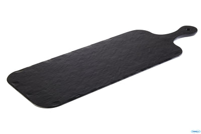 Slate-Rock-Vassoio Rettangolare Con Manico Cm 48X20 H.1,5 In Melamina Nera Effetto Ardesia 84259