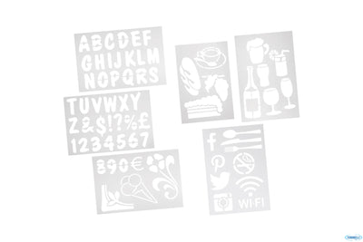 Set Da 6 Stencil Con Lettere, Numeri, Forme E Social Media Cm 22X32 Secstn-5