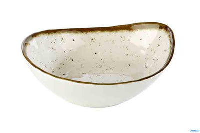 Stone Art-Insalatiera Melamina Effetto Puntinato Con Bordo Marronecm 23X19H.6,5 84526