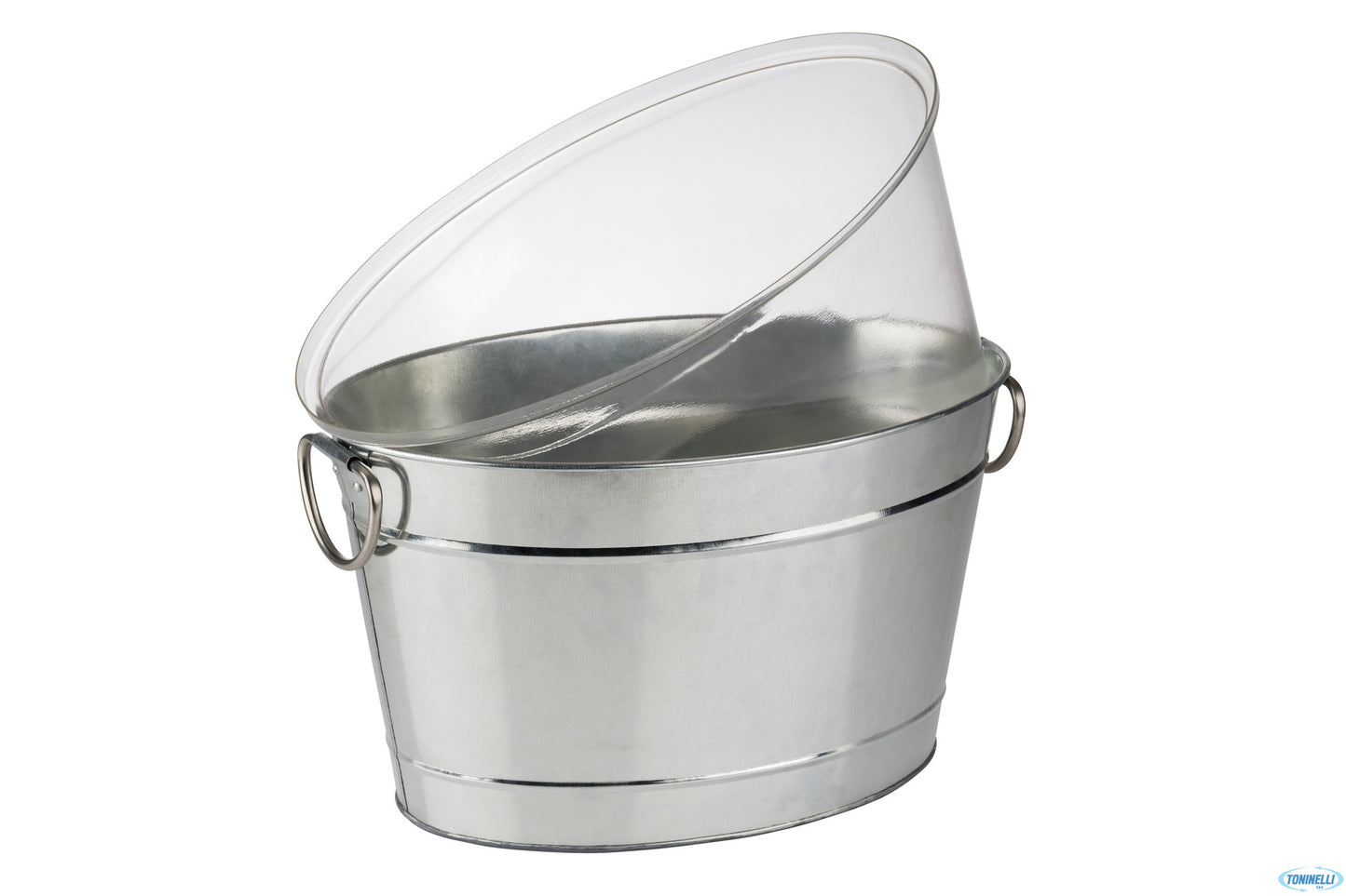 Tin-Secchiello Ghiaccio Cm 40 X 28 H.22 Cm Metallo Zincato, Pvc Con Inserto In Plastica