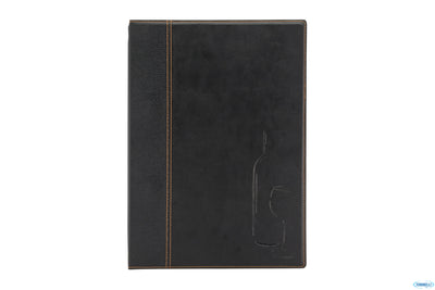 Trendy-Portamenu Carta Dei Vini In Similpelle Con Inserto Doppio Colore Nero Cm 24,6X34 Mc-Trwc-B
