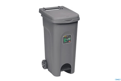 Urban Eco System-Bidone Lt.80 Grigio Polvere Con Ruote E Pedale 25603