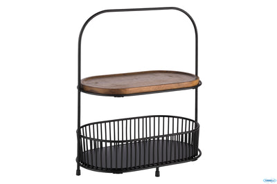Vassoio A 2 Piani Cm 31X17 H.37,5 Set:1Struttura Metallo Nero Pied.Antiscivolo,2Cestini Removibili M