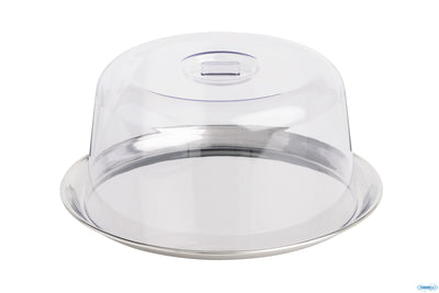 Set Composto Da Vassoio Tondo Cm 27 Acciaio Inox E Coperchio In San H.12,5 Cm 00827