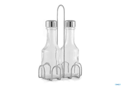 Vinagr Saleros Quese - Menage 2 Pz In Vetro Ed Acciaio Inox 3164