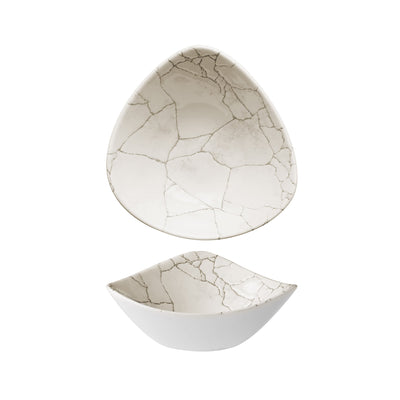 Piatto Fondo/Coppa Triangolare Studio Kintsugi Grigio Agata Cm.18,5 - Confezione da 12 Pz.