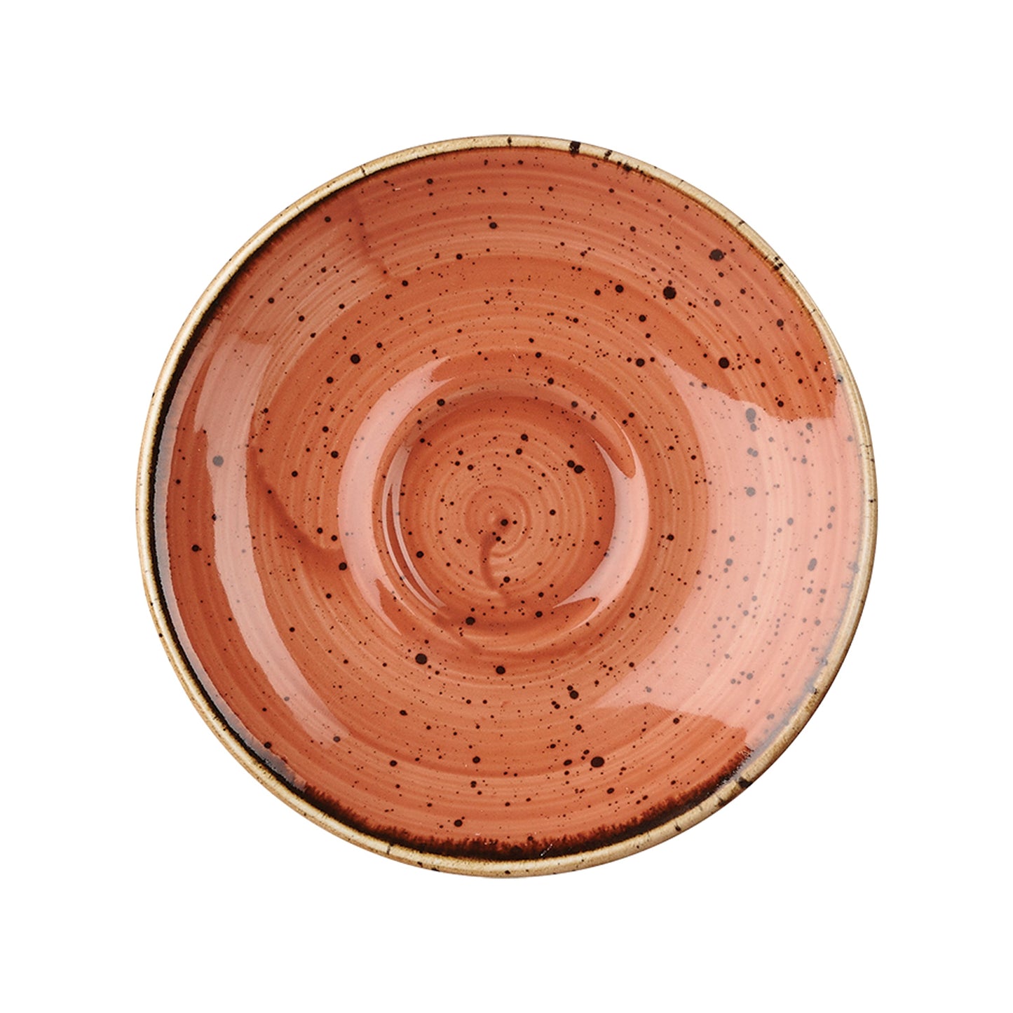 Piattino per Tazza Caffè Stonecast Arancio Mattone Puntinato Ø Cm.11,8 - Confezione da 12 Pz.