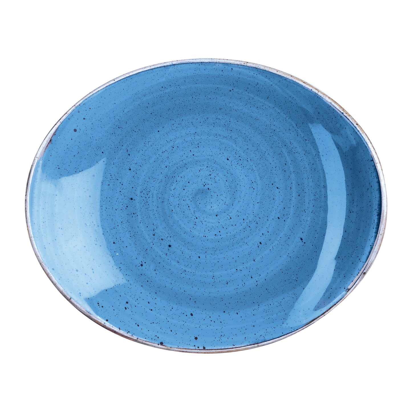 Vassoio Ovale Stonecast Blu Puntinato Cm.19,2x16,4 - Confezione da 12 Pz.