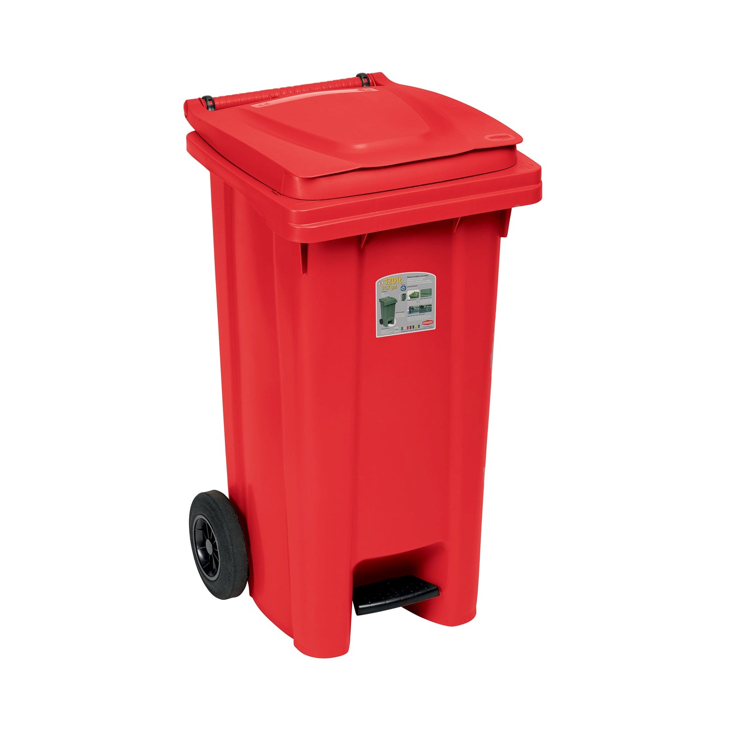 Bidone Carrellato C/P Lt.120 Rosso
