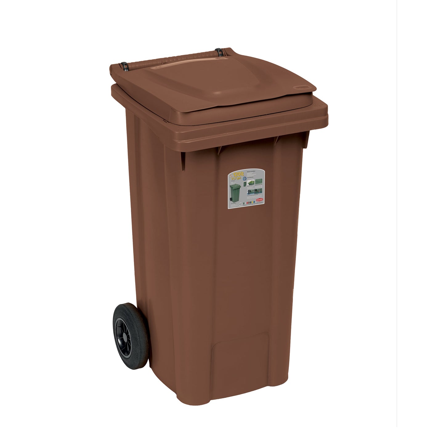 Bidone Carrellato Lt.120 Marrone