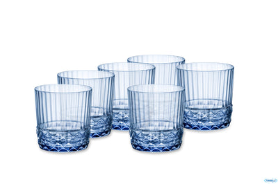 America '20S Blu Zaffiro Confezione Da 6 Bicchieri Rocks Cl 30 H.8,35 Diametro 8,35 122156