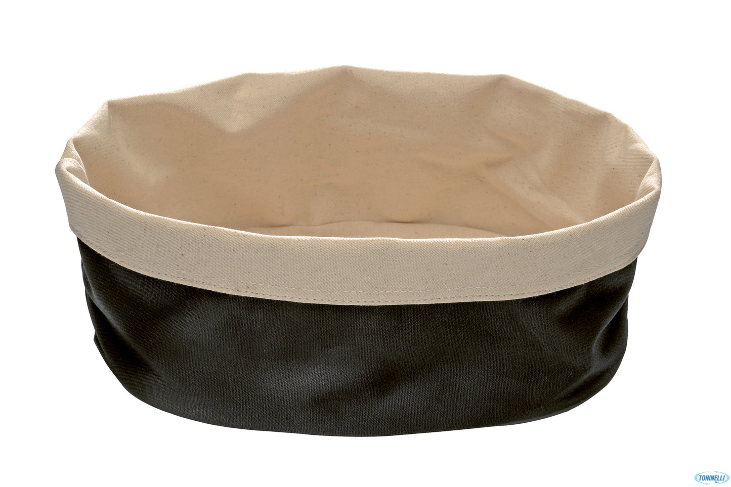 Porta Pane Cotone Ovale Esterno Nero-Interno Beige Cm.25X18Xh.12 30371