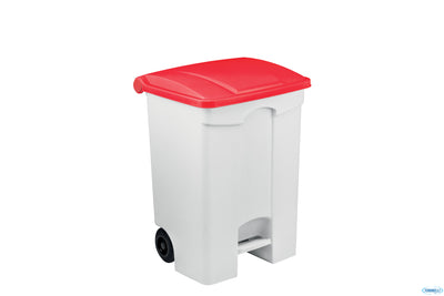 Contitop Mobile-Contenitore Rifiuti Mobile A Pedale Bianco Coperchio Rosso 70L Cm 50X40 H 66 115577