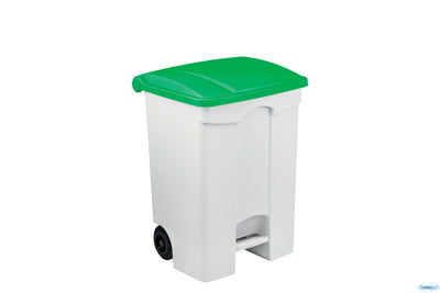 Contitop Mobile-Contenitore Rifiuti Mobile A Pedale Bianco Coperchio Verde 70L Cm 50X40 H 66 11557