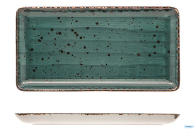 Cromya Petrol-Piatto Rettangolare In Porcellana Cm.27X14