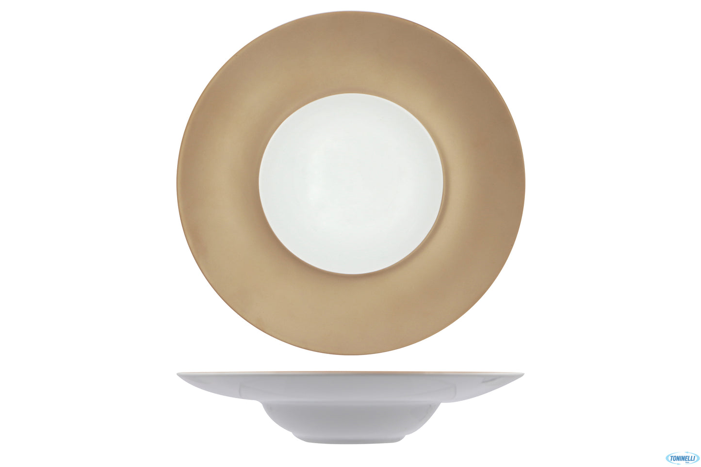 Florence Bronzo-Bianco Gourmet Piatto Pasta Bowl Cm.28 Interno Cm 14,5 Sh00012028-19224