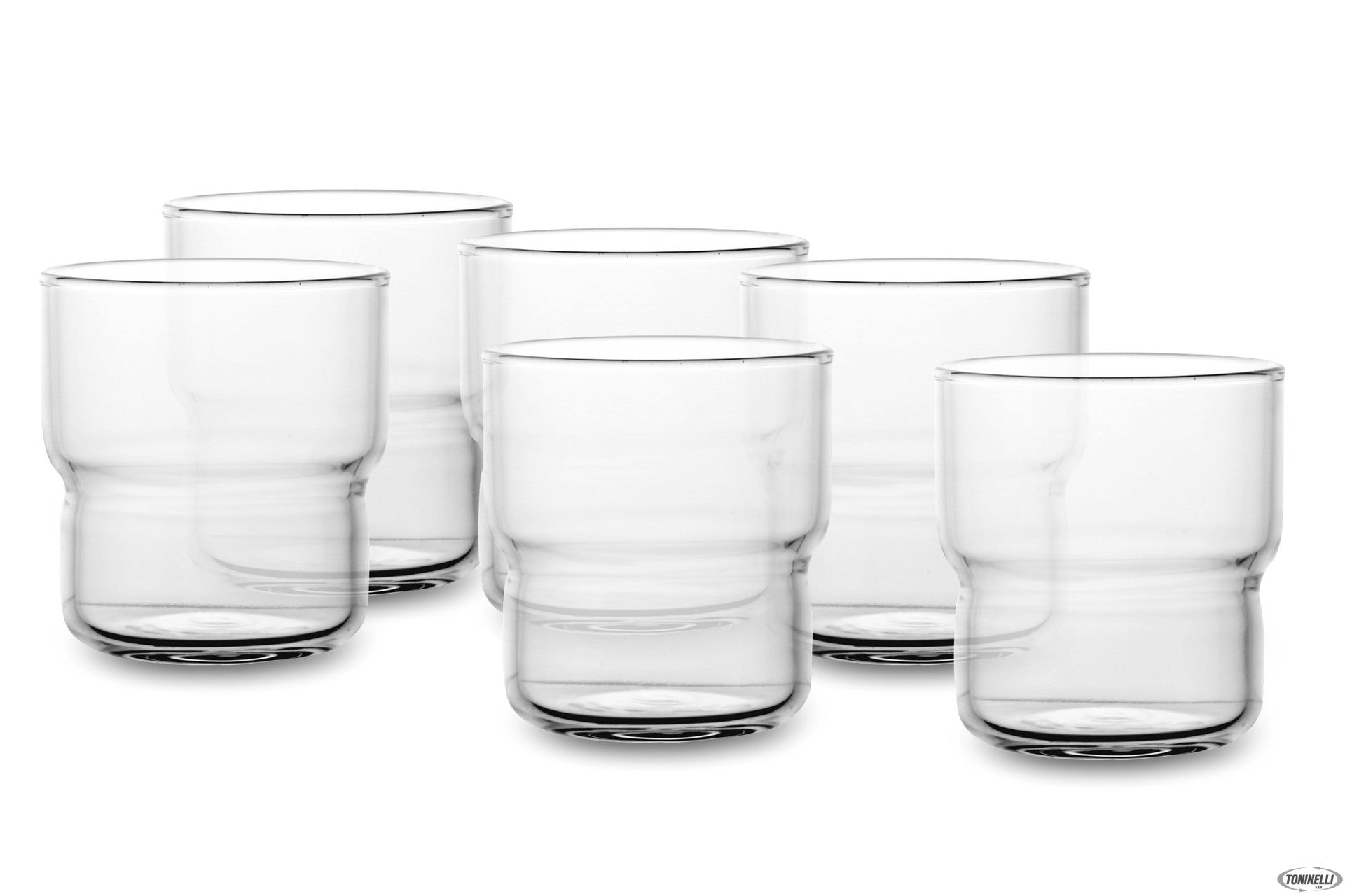 Rocky Stack Bicchieri Acqua Impilabili – Set Da 6 Da 28 Cl, Vetro Temperato, Ideali Per Ristoranti E Casa