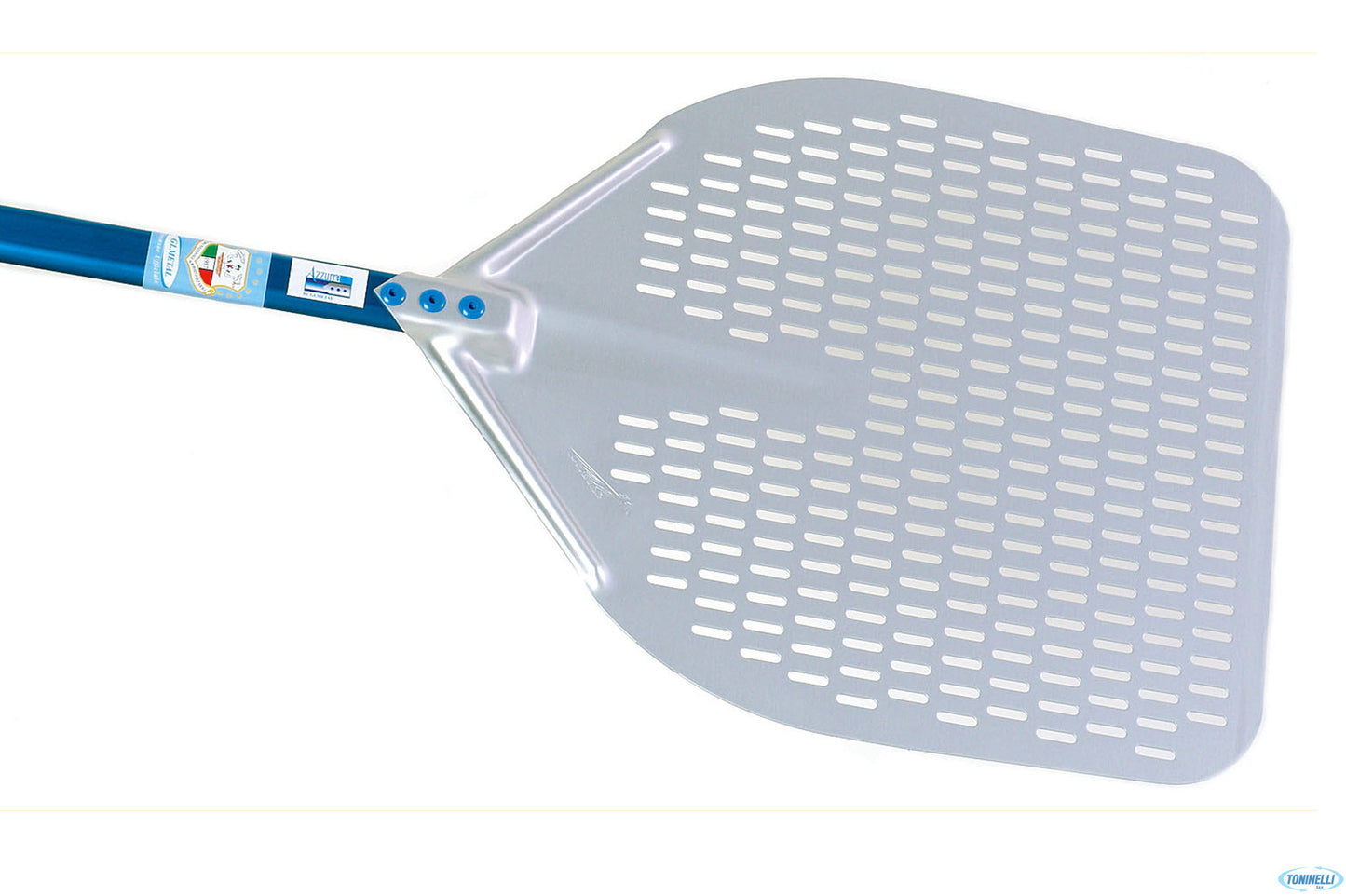 Azzurra - Pala Pizza Alluminio Rettangolare Asolata Cm 32 Manico Cm 150 A32Rf